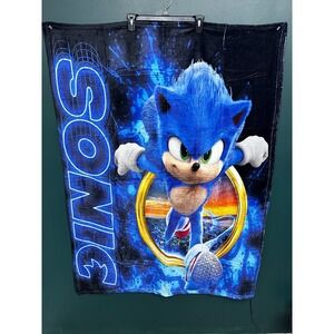 Sonic the Hedgehog Black/Blue Action Blanket Soft Graphic Print 40 x 50